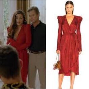 A.L.C. Carolina Dress Womens 8 Crimson Wrap Dress 100% Silk WornOnTV